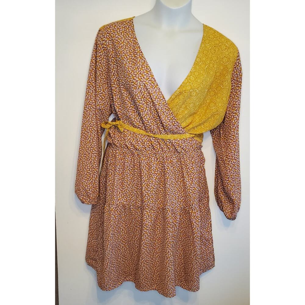 NWT Only Carmakoma Carshannon l/s Wrap Dress Cloud Dancer Mix Print
